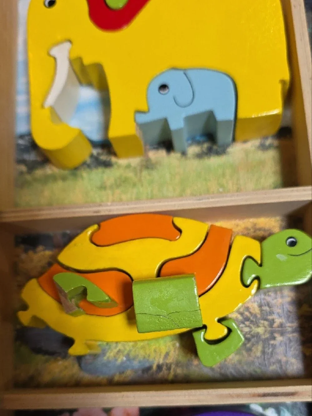 Rare Vintage Melissa and Doug 3D Chunky Wooden Puzzle Set In Box